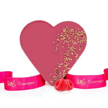 Muttertag Schokolade Geschenk: handgemachtes Schokolaldenherz aus französischer Fruchtschokolade