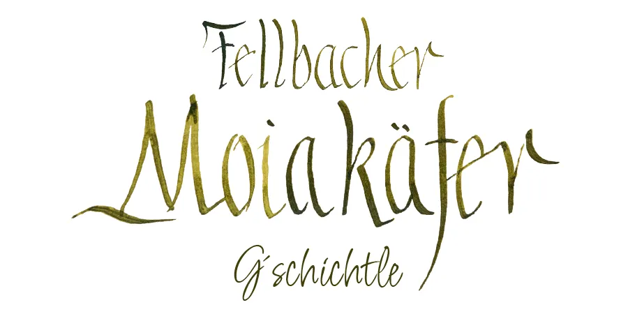Fellbacher Moiakäfer Gschichtle Schriftzug
