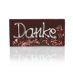 Schokolade Geschenk "Danke" – handgemachte und handbeschriftete Tafel aus dunkler Schokolade mit Rosa Streudeko